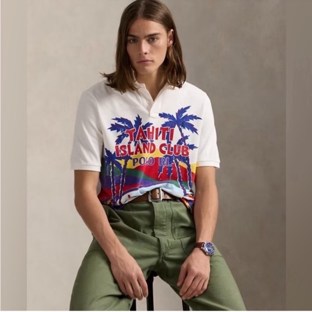 NWT Polo Ralph Lauren Classic Fit Mesh Graphic Polo Shirt